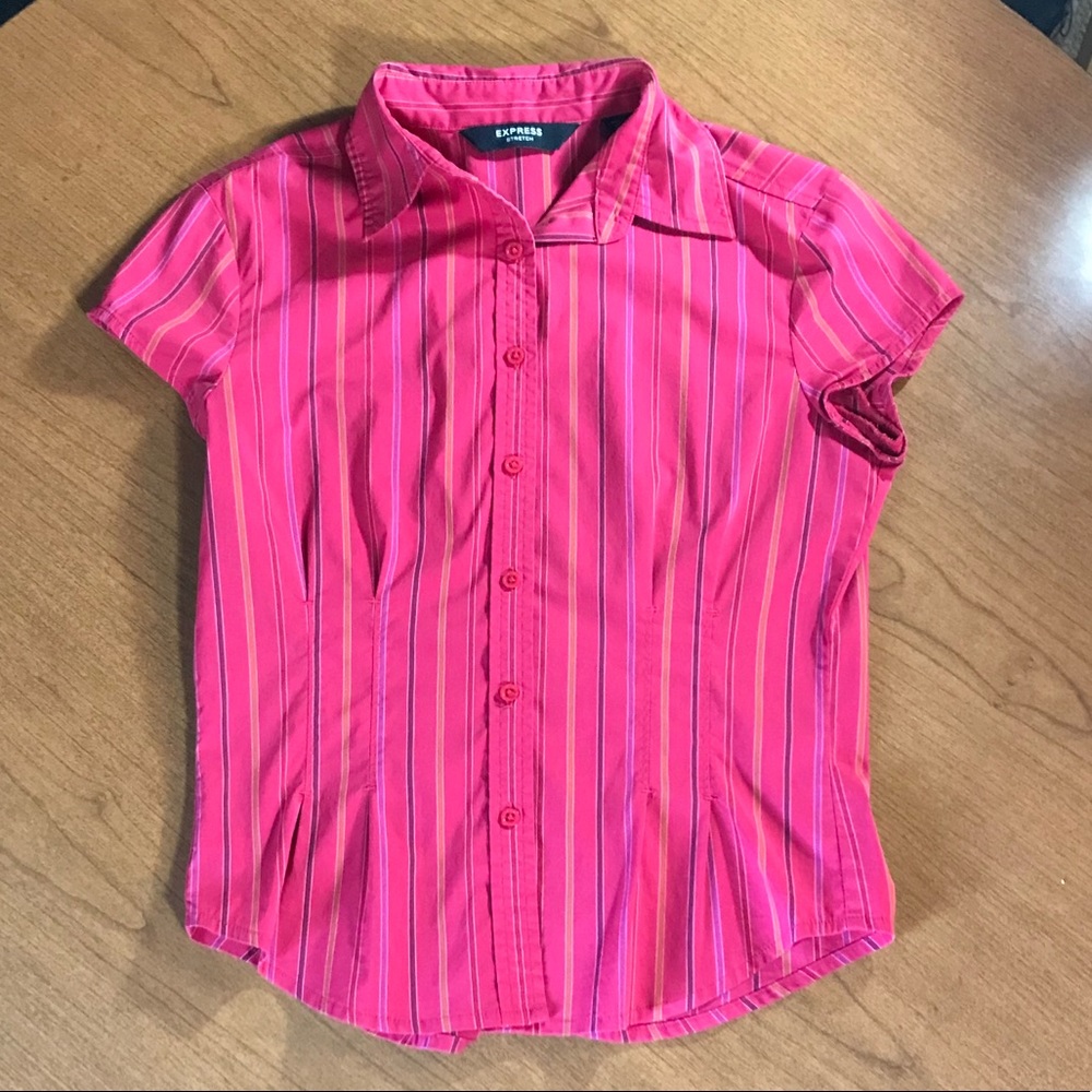 🎉Bundle 3/$10 Express pink striped button down